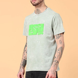 T-shirt graphique en coton 100% de qualité supérieure, lavé à l'acide, imprimé en relief, poids lourd 220 GSM, style vintage streetwear - Product Image 4