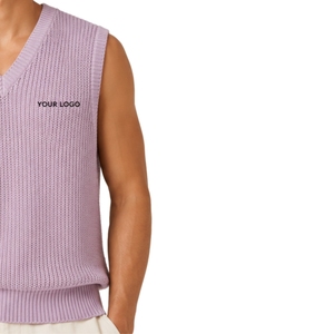 <b>Mens</b> Lavender Summer Knit <b>Sweater</b> <b>Vest</b> V Neck Sleeveless Pullover Soft Lightweight Custom Logo Casual Fashion OEM Manufacturer - Product Image 4
