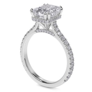Anillo de Moissanita Corte Radiante, Plata de Ley 925, Chapado en Oro Blanco, Anillo de Compromiso, Boda, Promesa, Regalo Nupcial - Product Image 2