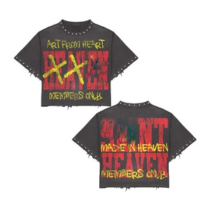 เสื้อยืดผู้หญิงผ้าคอตตอนย้อมสีแบบแอซิดวอช 180 GSM เนื้อนุ่ม สีเทาวินเทจ พิมพ์ลายกราฟิก ประดับหมุด โลโก้สั่งทำ ทรงครอป ระบายอากาศได้ดี - Product Image 4
