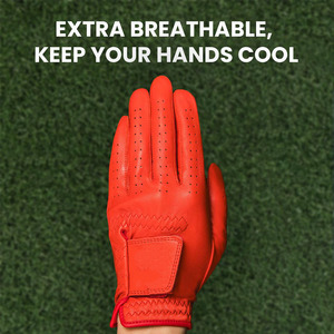 Guante de Golf DARIB IMPEX Rojo de Cuero Genuino para Mano Derecha, Transpirable, con Cierre de Tirón, para Hombre, Deportivo con Grabado - Product Image 3