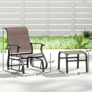 Sedia a dondolo marrone per terrazza, giardino, cortile, sedia lounge - Product Image 6