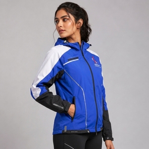 Chaqueta Cortavientos Acolchada con Capucha para Mujer, Talla Grande, Manga Larga, Exterior de Nailon, Estilo Utilitario Otoñal, Corte Regular, Color Sólido - Product Image 3