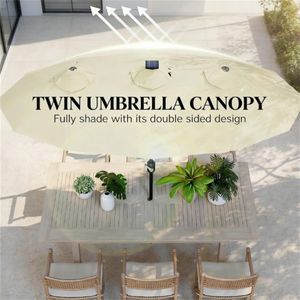 Ombrellone da Giardino Solare Bianco Crema per Esterni e Parasole - Product Image 4