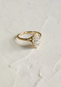 Marquise Cut Moissanite Solitaire Engagement & Wedding <b>Ring</b> 925 <b>Sterling</b> <b>Silver</b> Gold Plated Prong <b>Set</b> Luxury Party Jewelry - Product Image 2