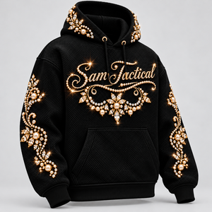 Sweat à capuche en velours noir pour homme avec lettres en strass, style hip-hop, vente en gros, conception personnalisée OEM - Product Image 4