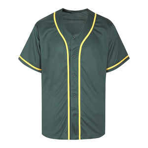 Camiseta de Béisbol Verde Oscuro con Ribete Amarillo, Uniforme Deportivo Tradicional para Clubes Deportivos y Equipos Escolares - Product Image 1