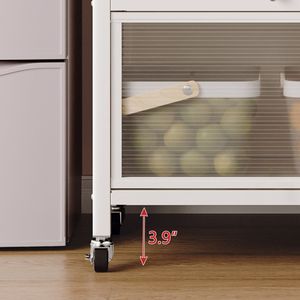 Open-Door Multilevel Kitchen Cabinets Household <b>Microwave</b> <b>Storage</b> with Side Bowls Floor to Ceiling Organizer - Product Image 4