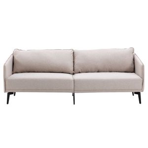 Modern Beige Fabric 3 Seater Office Living Room Sofa Couch with 2 Metal Leg Cushions - Product Image 1