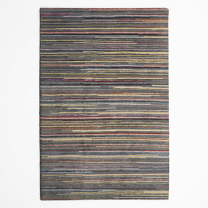 Tapis DECORDEC gris anthracite en laine à motif géométrique, antidérapant, écologique, tufté à la main, design moderne, à poils épais et moyens, pour salon - Product Image 1