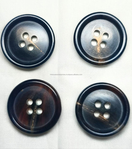 Botones de Cuerno de Búfalo Negro Natural de 29 mm, 44L, 4 Agujeros, Línea Blanca Brillante, Botones de Costura para Abrigos y Chaquetas - Product Image 3