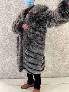 2022 Custom Winter Warm Fluffy <b>Long</b> Fur <b>Jacket</b> <b>Men's</b> Furry Real Silver Fox Fur Coats for <b>Men</b> - Product Image 3