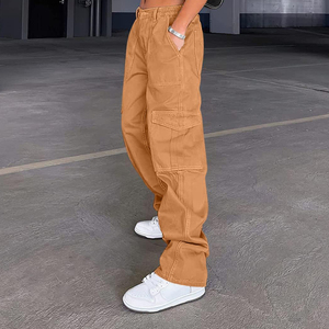 Nuevos Modelos de Pantalones Cargo de Algodón para Mujer, Estilo Urbano, Holgados, con Bolsillos Grandes Tridimensionales, Diseño de Pierna Recta Delgada y Transpirable - Product Image 5