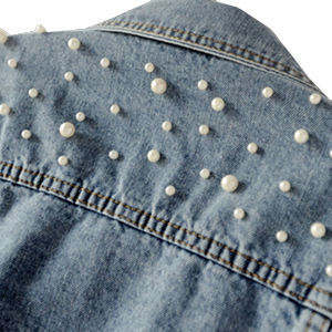 Blouson en jean de coton pour femme, manches longues, col court, couleur unie, coupe-vent, respirant, séchage rapide, décontracté, délavé - Product Image 4