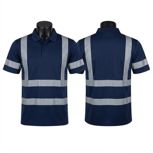 เสื้อยืดทำงานผ้าฝ้าย 100% 180 GSM สีกรมท่า พร้อมแถบสะท้อนแสง มองเห็นได้ชัดเจน เหมาะสำหรับพนักงาน เป็นมิตรกับสิ่งแวดล้อม ไม่หดตัว - Product Image 1