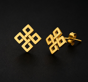 Pendientes de Plata de Ley 925 con Baño de Oro de 18K, Diseño de Nudo Celta Infinito, Minimalistas, Unisex, para Uso Diario - Product Image 4