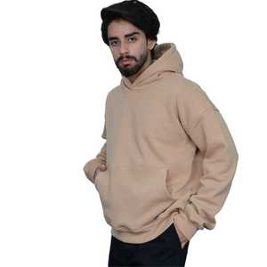 Sudadera con Capucha para Hombre, 100% Algodón, Estilo Casual Urbano, Color Beige, con Estampado Puff, Premium, Suave, Talla Grande - Product Image 4