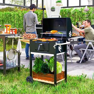 Portable Outdoor Charcoal <b>BBQ</b> <b>Grill</b> Side Table Bottom Storage Shelf for Camping Backyard Picnic Barbecue Cooker-New Condition - Product Image 2