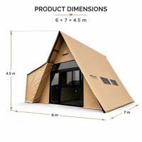 Tente de camping de luxe BOTEEN Villa 950G avec membrane tendue 240G, doublure en coton, portes en verre aluminium 44x80, double couche, résistante au vent