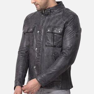 Blouson en cuir de vachette grande taille pour homme, col montant, pour usage extérieur, couleurs personnalisables, haute qualité, vente en gros - Product Image 3
