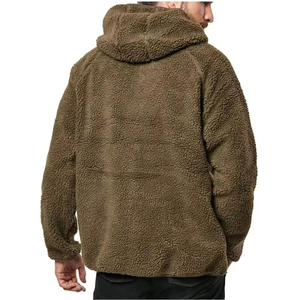 OEM Service Men Sherpa Fleece Hoodie Full <b>Zip</b> Sherpa Lined Faux Fur <b>Jacket</b> <b>Zip</b> <b>Up</b> Hooded Sweatshirt for Autumn Winter - Product Image 3