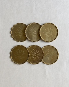 Botanical Bloom Brass <b>Coaster</b> Set Handcrafted Round <b>Drink</b> <b>Coasters</b> Premium Table Protector Elegant Barware Gift Collection - Product Image 1