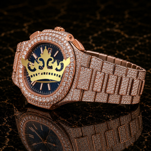Luxury Jewelry Style Rose Gold Diamond Watch Men Full Pave <b>Wristwatch</b> - Product Image 3