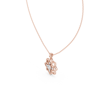 COLIERTO MINIMALISTA CON DIAMANTE CULTIVADO EN LABORATORIO, INCORPORADO EN ORO ROSA SÓLIDO DE 18K, PARA COMPROMISO, BODA, FIESTA, REGALO DE SAN VALENTÍN, USO DIARIO - Product Image 1