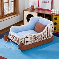 Lit pour chat en peluche douce avec base antidérapante, housse amovible et lavable, utilisable toute l'année pour les petits chiens