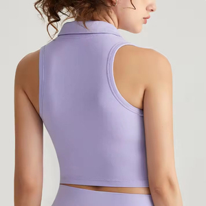 Women's Sleeveless <b>Yoga</b> Zip-up Tank Top Workout <b>Jacket</b> Slim Fit Running Fitness Sports Activewear Riding Shirt Sleeveless - Product Image 2