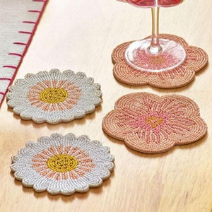 NOVA STAR CRAFT NSC07504 Handmade Buddhist Style Seed <b>Beaded</b> Embroidery <b>Coaster</b> with Custom Patterns for Home Decor - Product Image 2