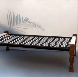 Handwoven Woven Rectangle Modern Bohemian Charpai <b>Bench</b> Artisanal Traditional Indian Design Eco-Friendly Durable Indoor <b>Wooden</b> - Product Image 1