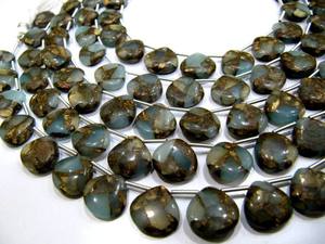 Perles grises turquoise en forme de cœur, lisses et unies, taille 12 mm, couleur gris dégradé, brin de 8 pouces de long, vendu - Product Image 3