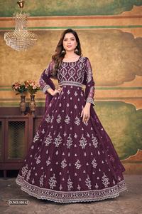 Latest Designer Heavy Net Embroidery Anarkali Gown <b>Fancy</b> Party Wear <b>Suit</b> Pakistani Style Long Salwar Kameez Fatema Fashion - Product Image 6