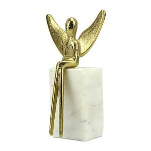 Jaffs Exports JE2085 Golden Angel Figurine Sculpture Aluminium Base Contemporary Decor Artistic Handmade Eco-Friendly Living - Product Image 1