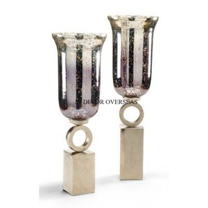 Golden Brass Candle Stand With Leaves Design And Glass Pink <b>Top</b> For Home Decoration Table Centerpiece Luxury Candle Holder - Product Image 3