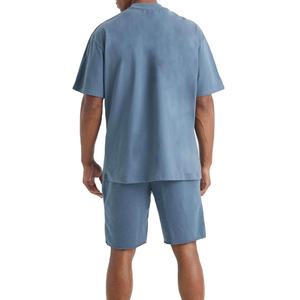 Conjuntos de pantalones cortos y camisetas para hombre, nuevo diseño, logotipo personalizado, 100% algodón, felpa, lavado ácido, conjunto doble de tela gruesa para hombre con estampado en relieve. - Product Image 5