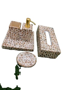 Luxurious Five-piece <b>Mother</b> Pearl Bath Accessories Wholesale Handcrafted Inlay Stocked Bathroom Set for Home Decor ZH TRADERS - Product Image 2