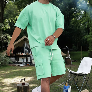 Mens Casual Streetwear <b>Set</b> Manufacturer 2 Piece Cotton Cargo Shorts Summer OEM ODM Bulk Supply - Product Image 2