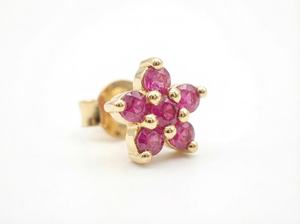 Boucles d'oreilles clous fleur saphir rose en argent sterling 925 plaqué or 14 carats, cadeau pierre de naissance de septembre pour femme - Product Image 5