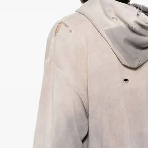 Sudadera con Capucha Oversize de Alta Calidad, Diseño Desgastado, Color Sólido, Tejido de Algodón, para Otoño, con Bolsillos, Acabado Lavado, Servicio OEM - Product Image 5
