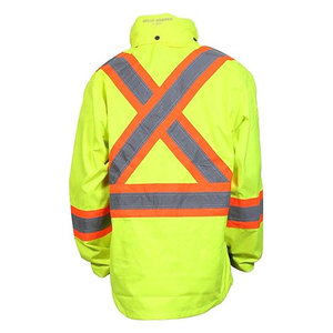 Chaqueta de Trabajo de Alta Visibilidad para Hombre, Reflectante, Resistente a Desgarros, Certificada CE/EU, Uniforme de Seguridad de Poliéster con Franjas Naranjas y Cierre Frontal - Product Image 2