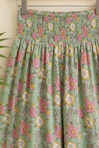 Women's Cotton Palazzo Pants High Waist Smocked Wide Leg <b>Trousers</b> Floral Pattern Breathable Eco-Friendly Summer Boho ODM Custom - Product Image 2