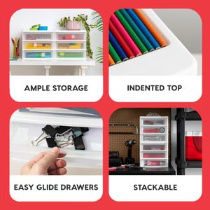 Set di 2 Organizzatori da Scrivania in Plastica con 3 Cassetti e Funzione Impilabile - Product Image 4