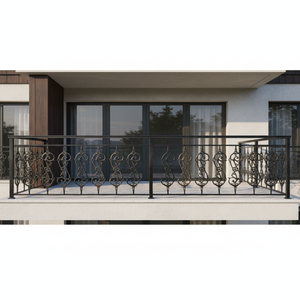 Rampe d'escalier moderne en spirale, robuste, en fonte, sans cadre, pour balcon, épaisseur 10 mm, hauteur 31,75 pouces, résistante à la rouille - Product Image 1
