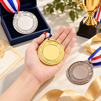 Ruban de reconnaissance en polyester de 29 pouces de long pour compétition, avec logo personnalisé, vente en gros, médaille promotionnelle en métal pour cérémonie de remise des prix