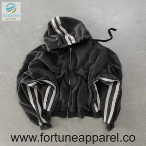 ชุดเสื้อฮู้ดดี้และกางเกงจ็อกเกอร์ผู้ชายแบบสวมใส่สบาย สีพื้น รุ่นใหม่สำหรับฤดูหนาว จาก OEM Fortune Apparel รับผลิตตามแบบ - Product Image 2