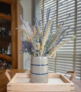 Plateau de service moderne en érable avec poignées en cuir, détails en noyer, finition laquée - Plateau ottoman en bois minimaliste pour cuisine et bureau (modèle simple) - Product Image 3