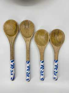 Bols en bois avec motif de feuilles bleues, design traditionnel chinois, pour servir les aliments, offrir en cadeau - Product Image 5