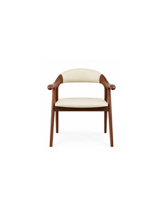 Fauteuil en bois massif de style mid-century avec siège rembourré et dossier incurvé, meubles modernes pour salle à manger et salon - Product Image 1